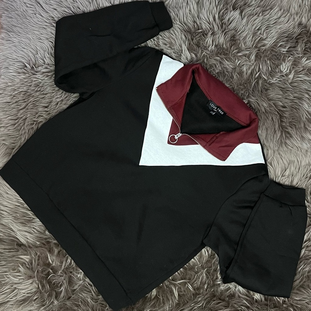 Quarter Zip Tri-tone Cropped Sweater